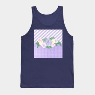 Purple Gingham,hydrangeas,calla lilies, roses,country Tank Top